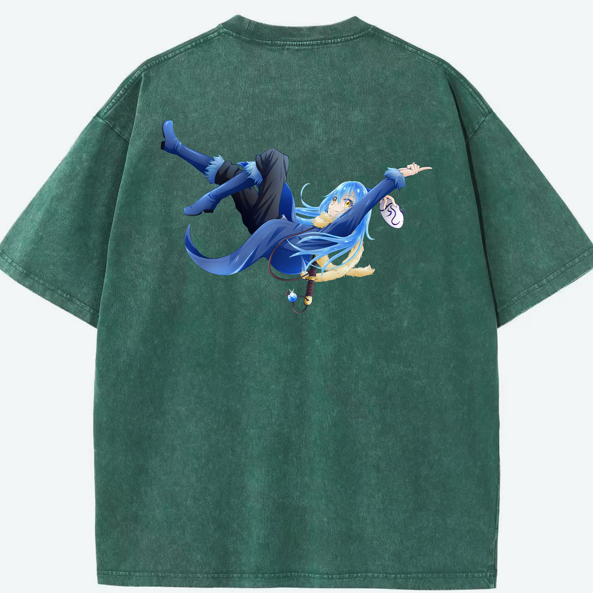 （画像用） 転スラ Regarding Reincarnated to Slime 綿100% ヴィンテージ風 半袖Tシャツ（背面プリント）